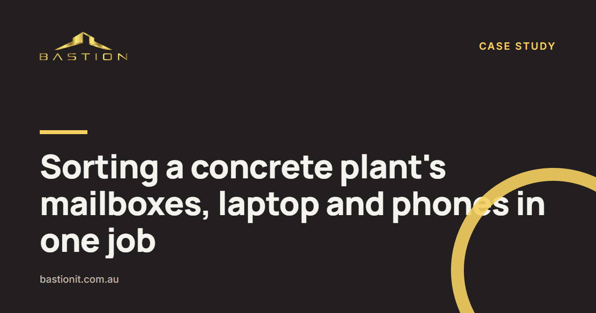 Photo: Sorting a concrete plant’s mailboxes, laptop and phones in one job