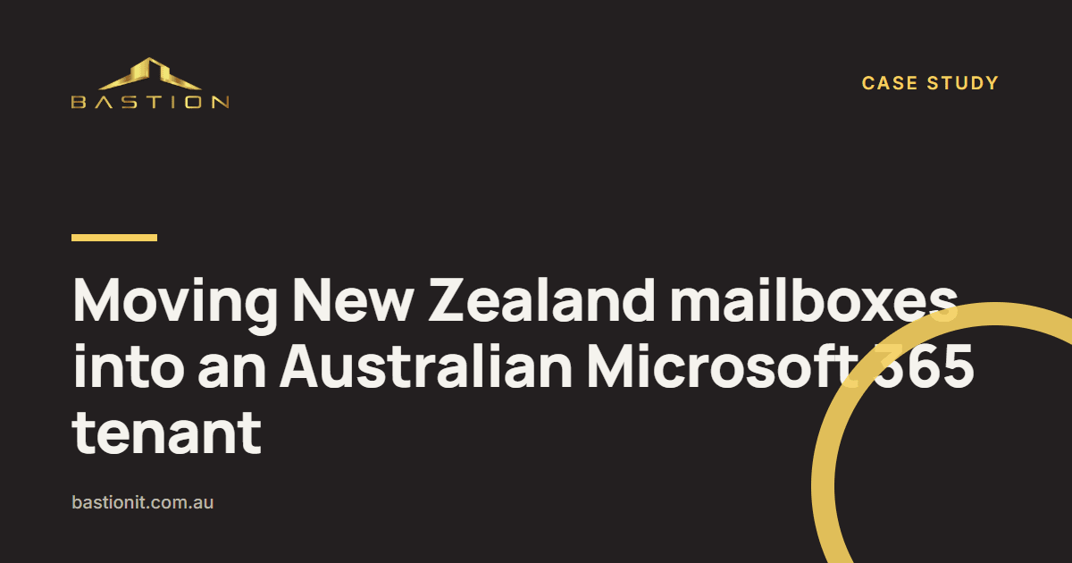 Photo: Moving New Zealand mailboxes into an Australian Microsoft 365 tenant