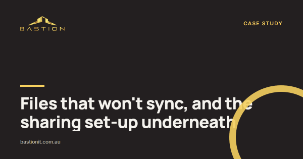 Photo: Files that won’t sync, and the sharing set-up underneath