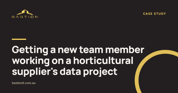 Photo: Getting a new team member working on a horticultural supplier’s data project